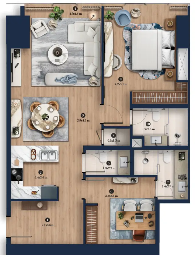 1 BR floor plan