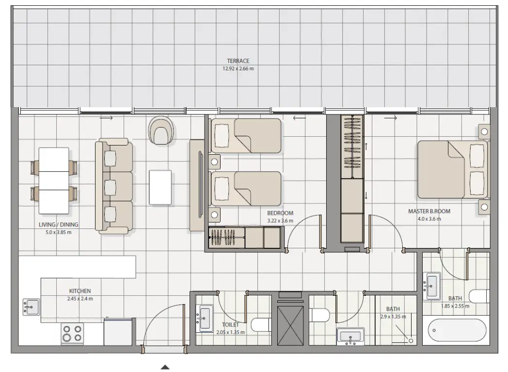 2 BR floor plan