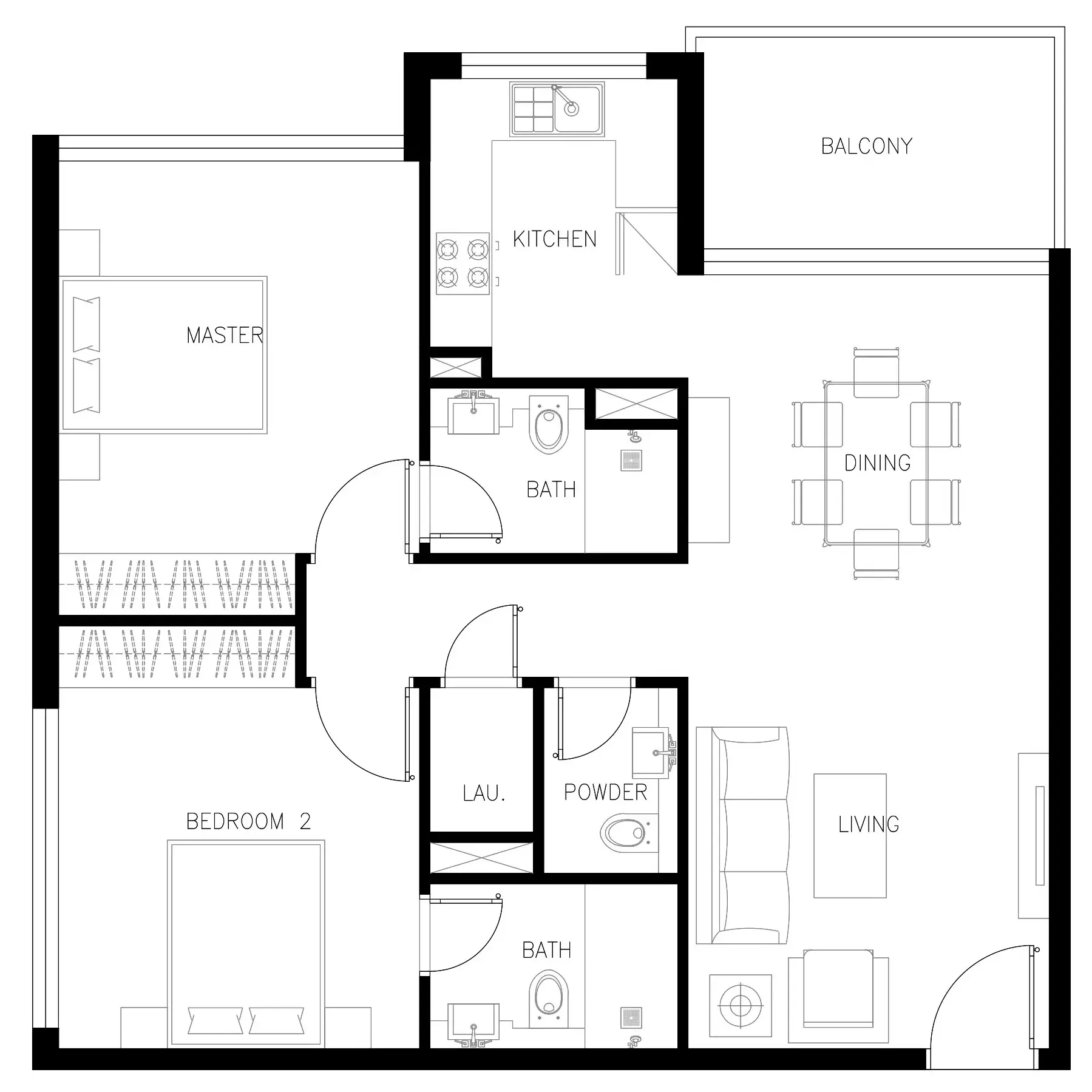 2 BR floor plan