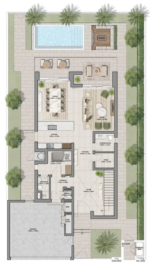 3 BR floor plan