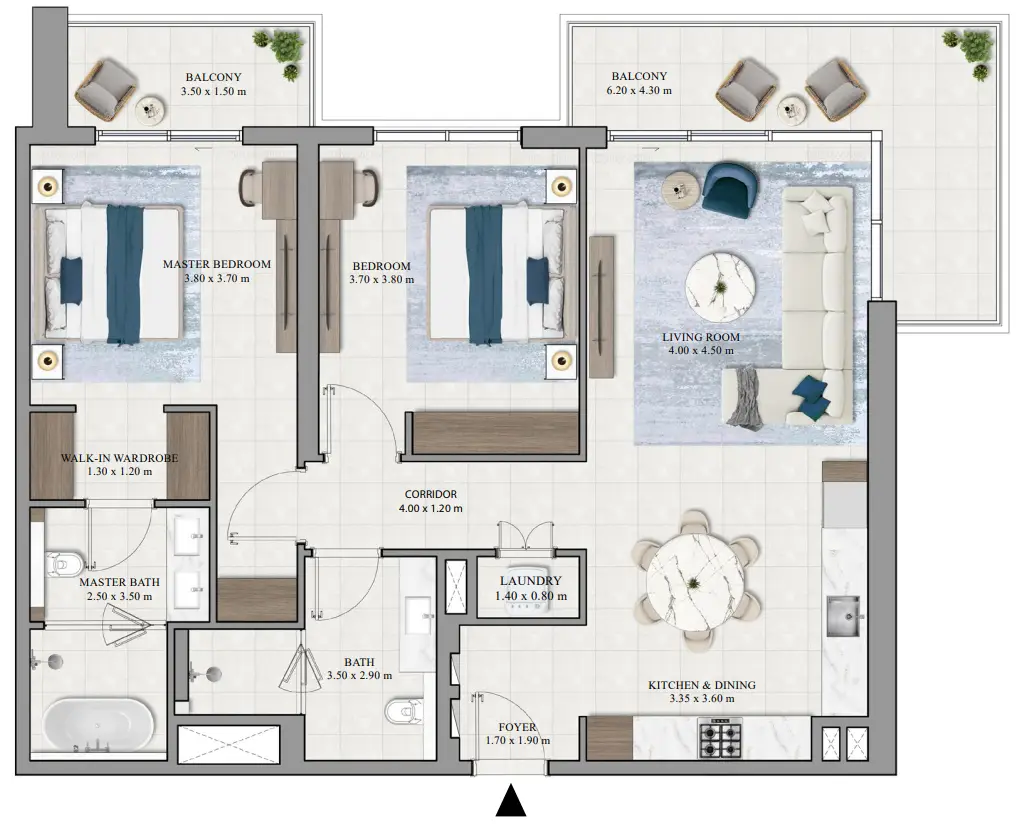 2 BR floor plan