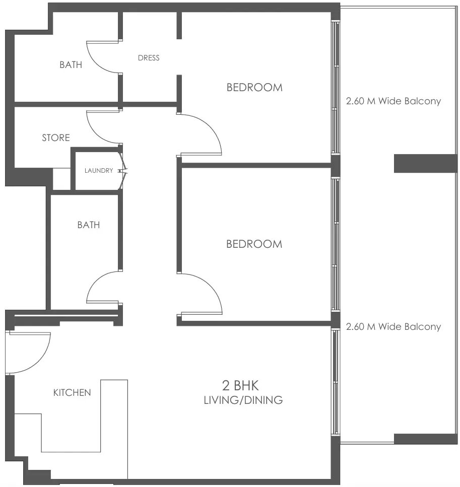 2 BR floor plan