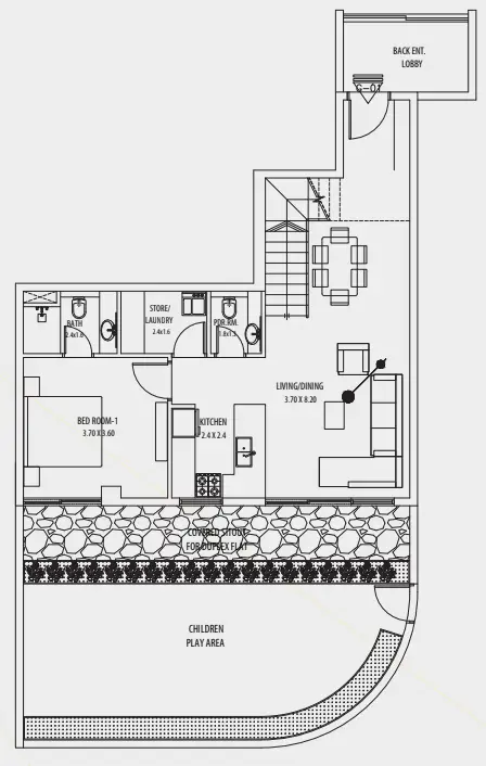 3 BR floor plan
