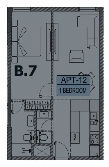 1 BR floor plan