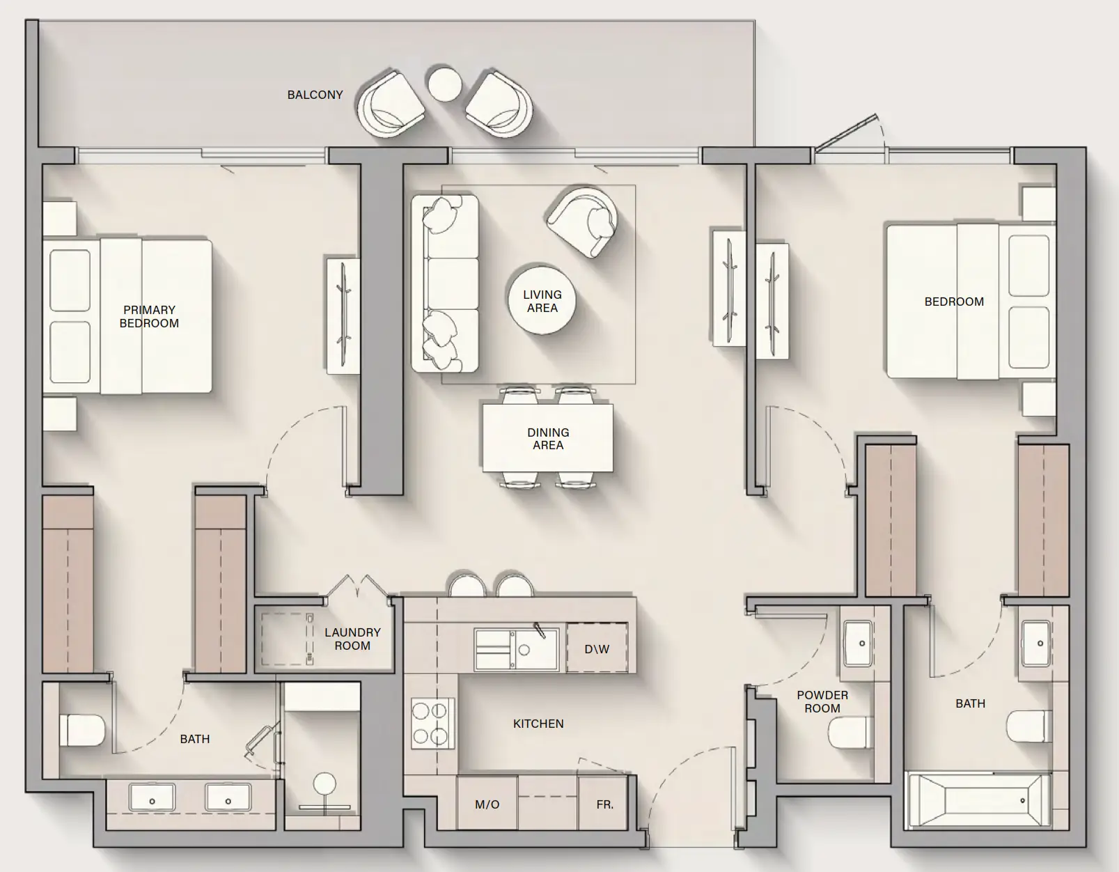2 BR floor plan