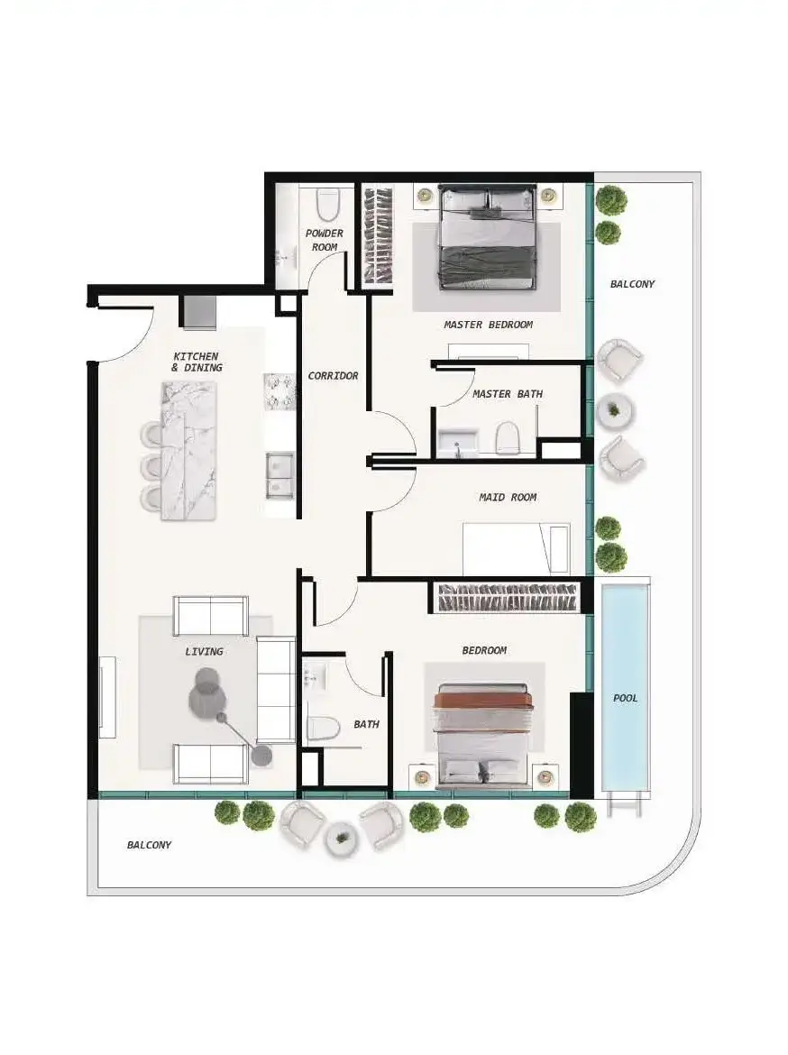 2 BR floor plan