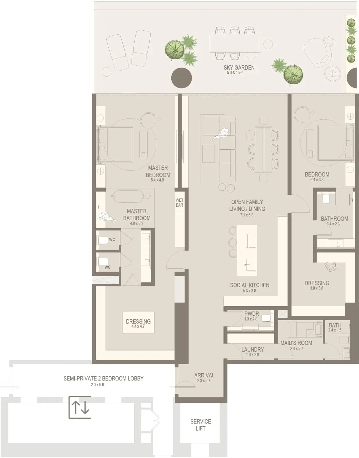 2 BR floor plan