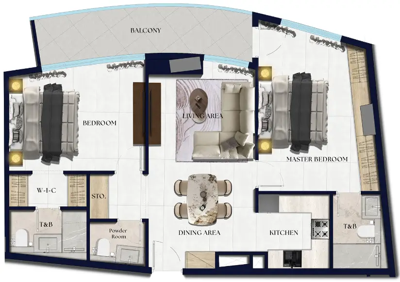 2 BR floor plan