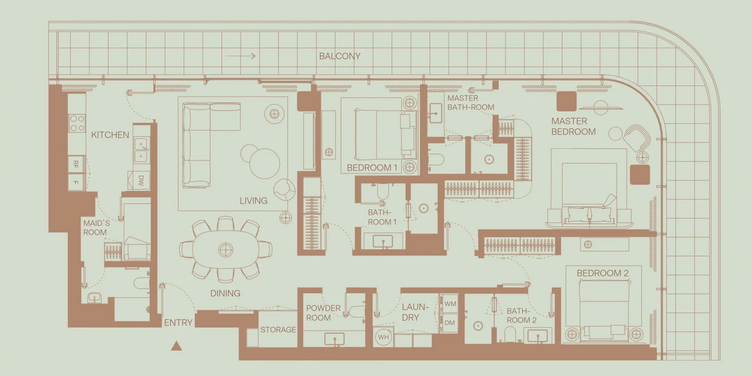 3 BR floor plan