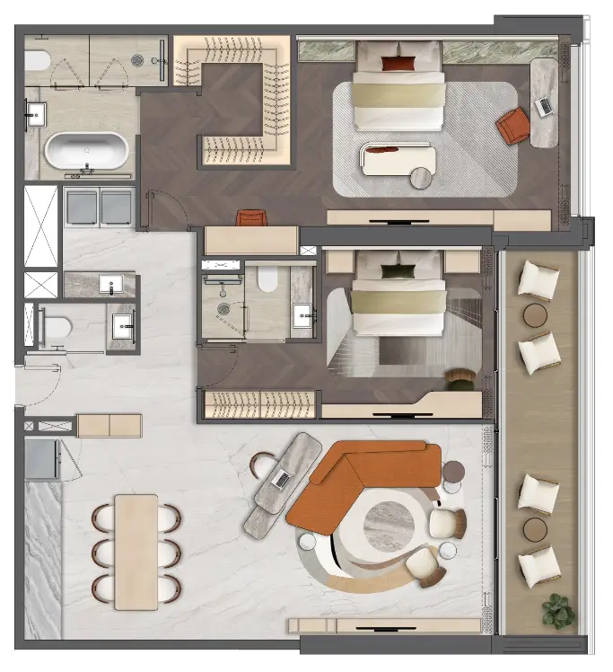 2 BR floor plan