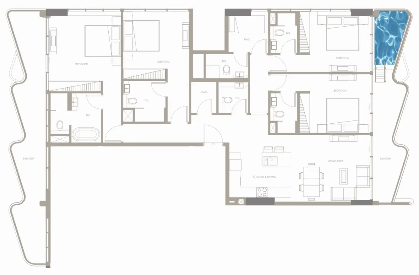 4 BR floor plan