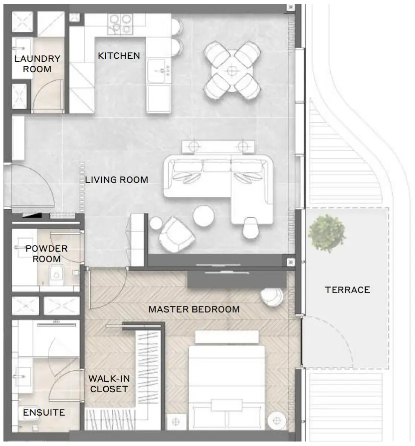 1 BR floor plan