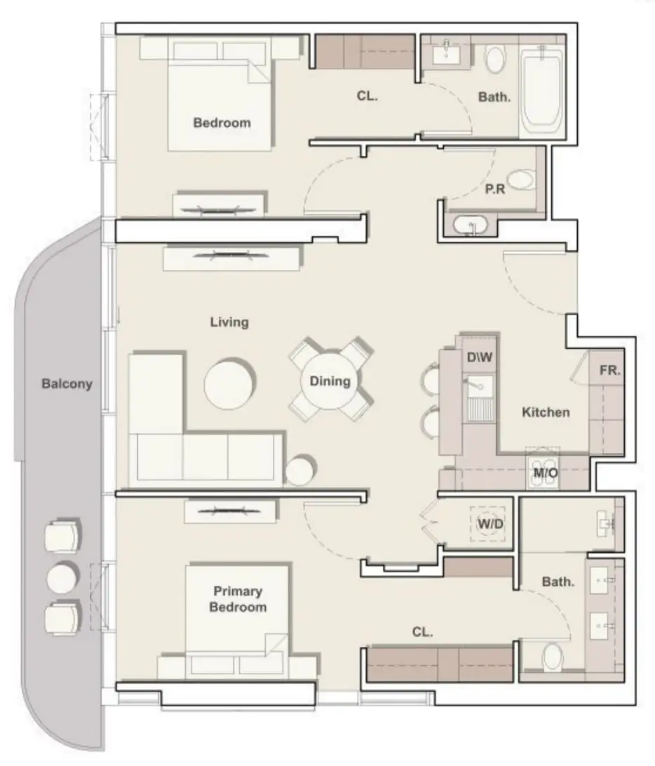 2 BR floor plan
