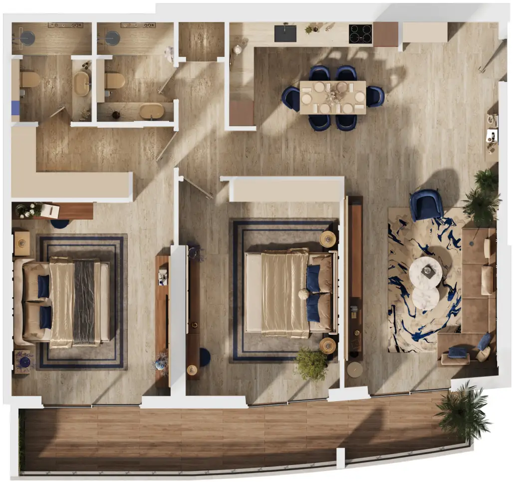 2 BR floor plan