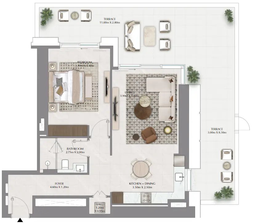 1 BR floor plan