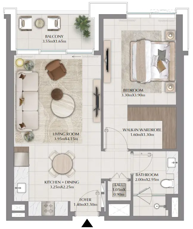 1 BR floor plan