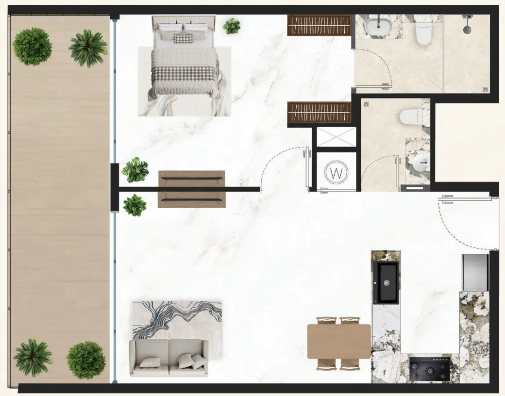 1 BR floor plan