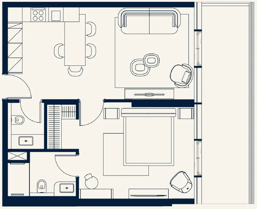 1 BR floor plan