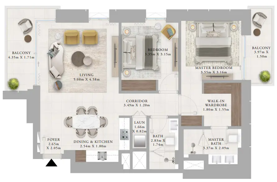 2 BR floor plan