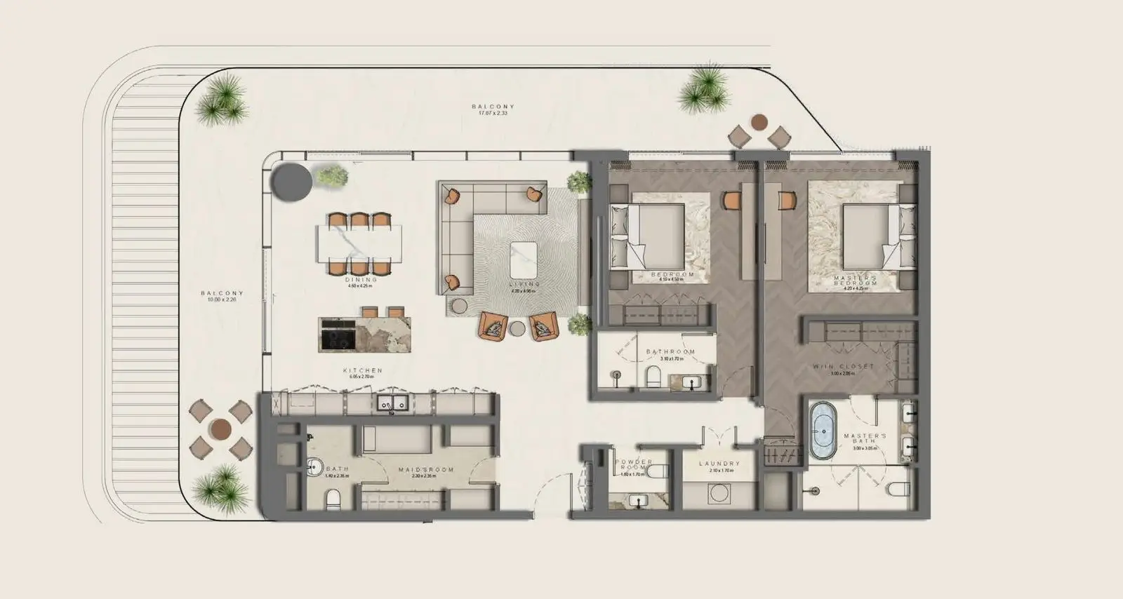 2 BR floor plan