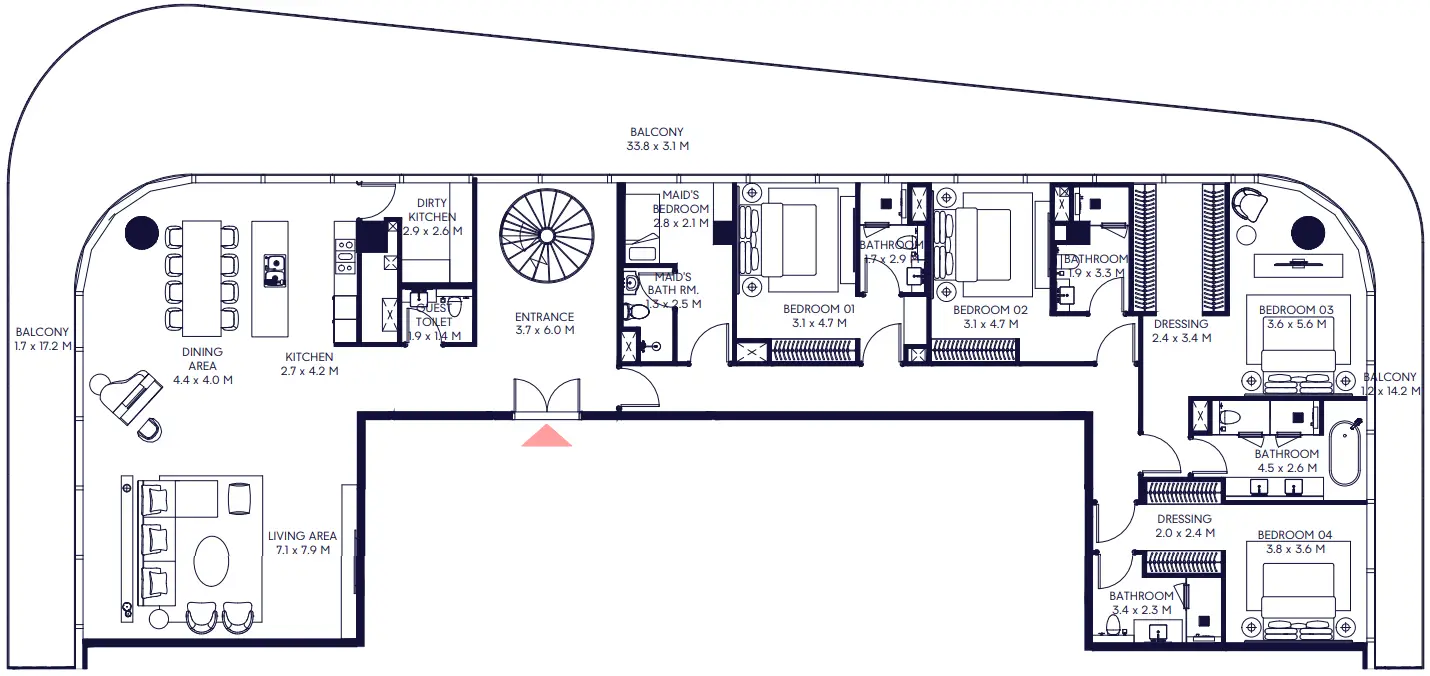5 BR floor plan
