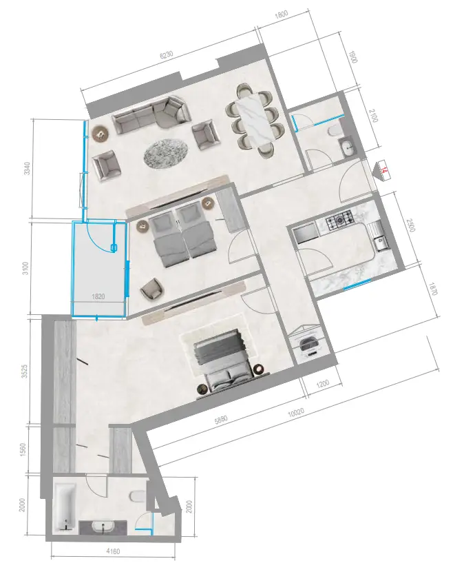 2 BR floor plan