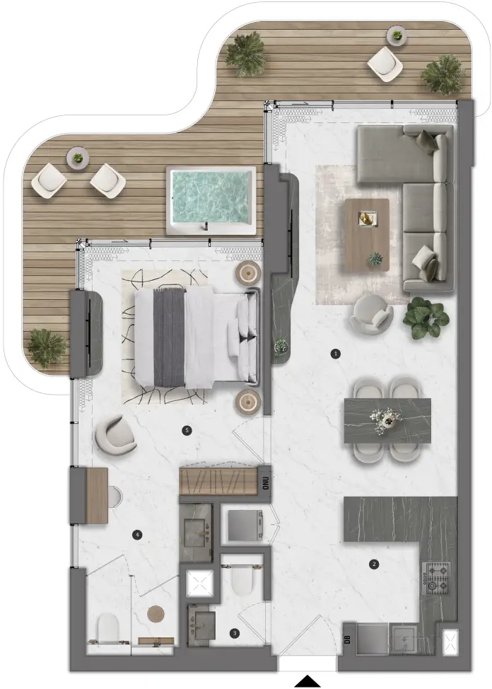 1 BR floor plan