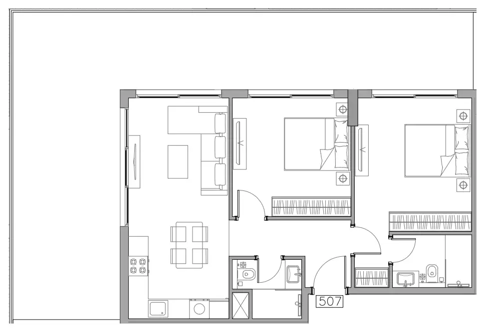 2 BR floor plan