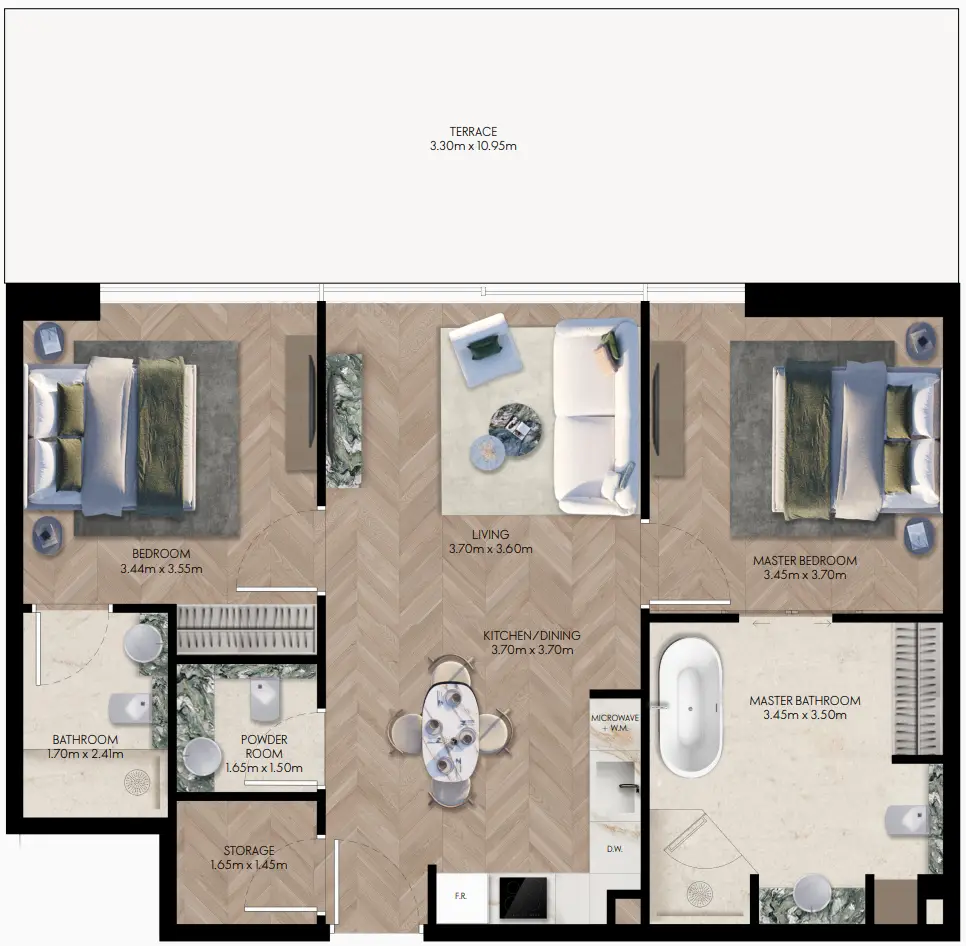 2 BR floor plan
