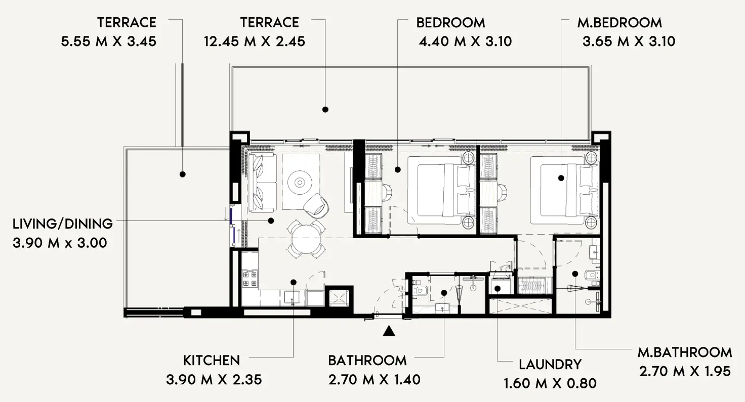 2 BR floor plan