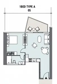 1 BR floor plan