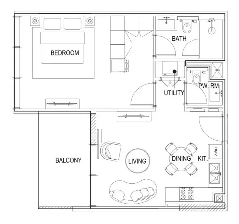 1 BR floor plan
