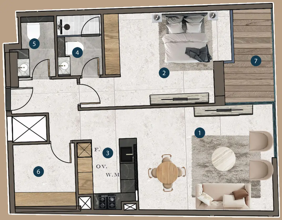 1 BR floor plan