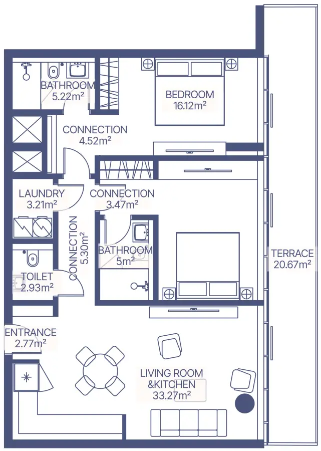 2 BR floor plan