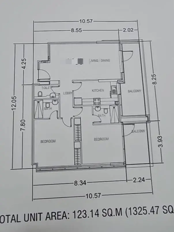 2 BR floor plan
