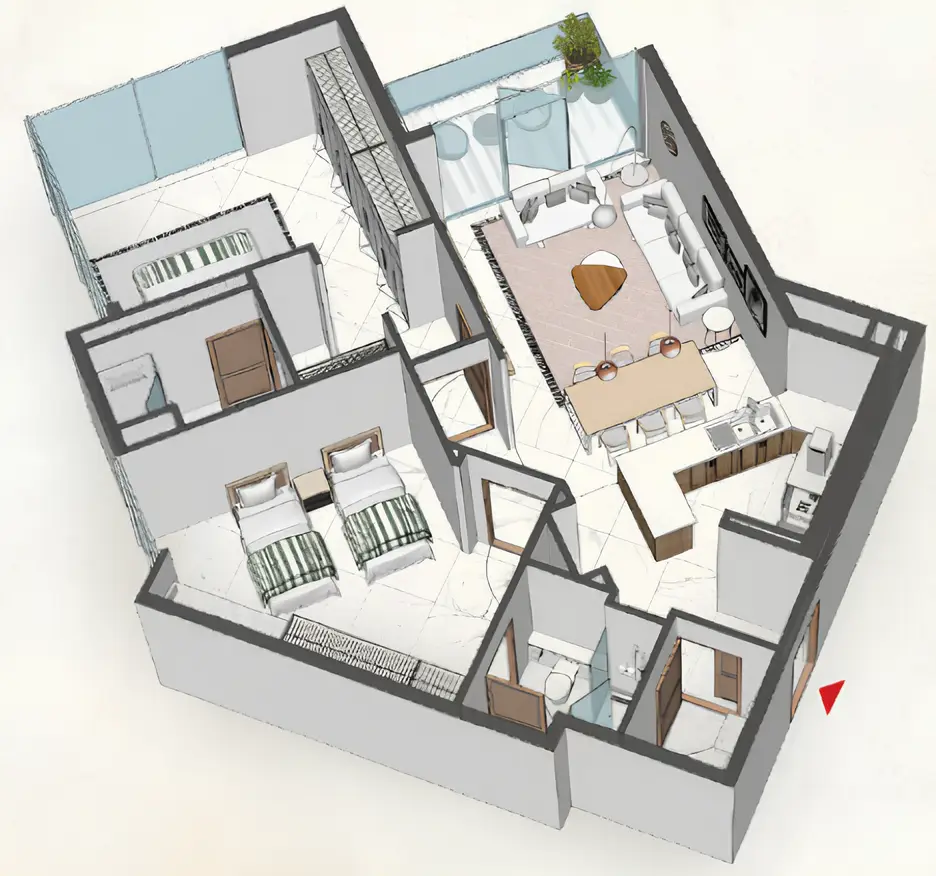 2 BR floor plan