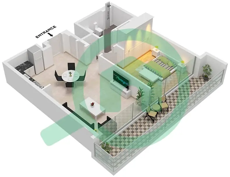 1 BR floor plan