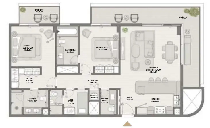 2 BR floor plan