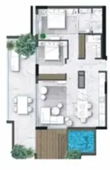 2 BR floor plan