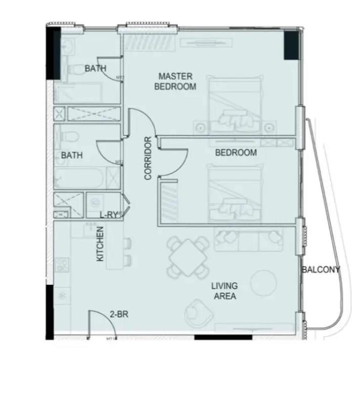 2 BR floor plan