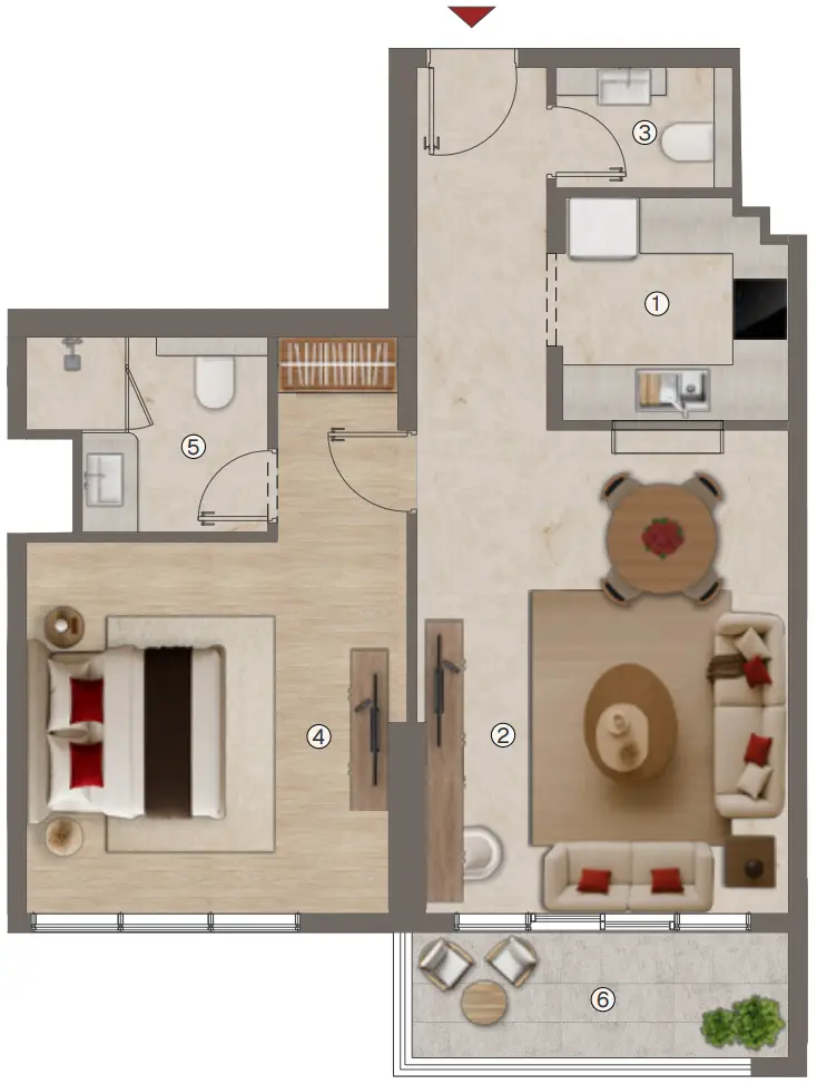 1 BR floor plan