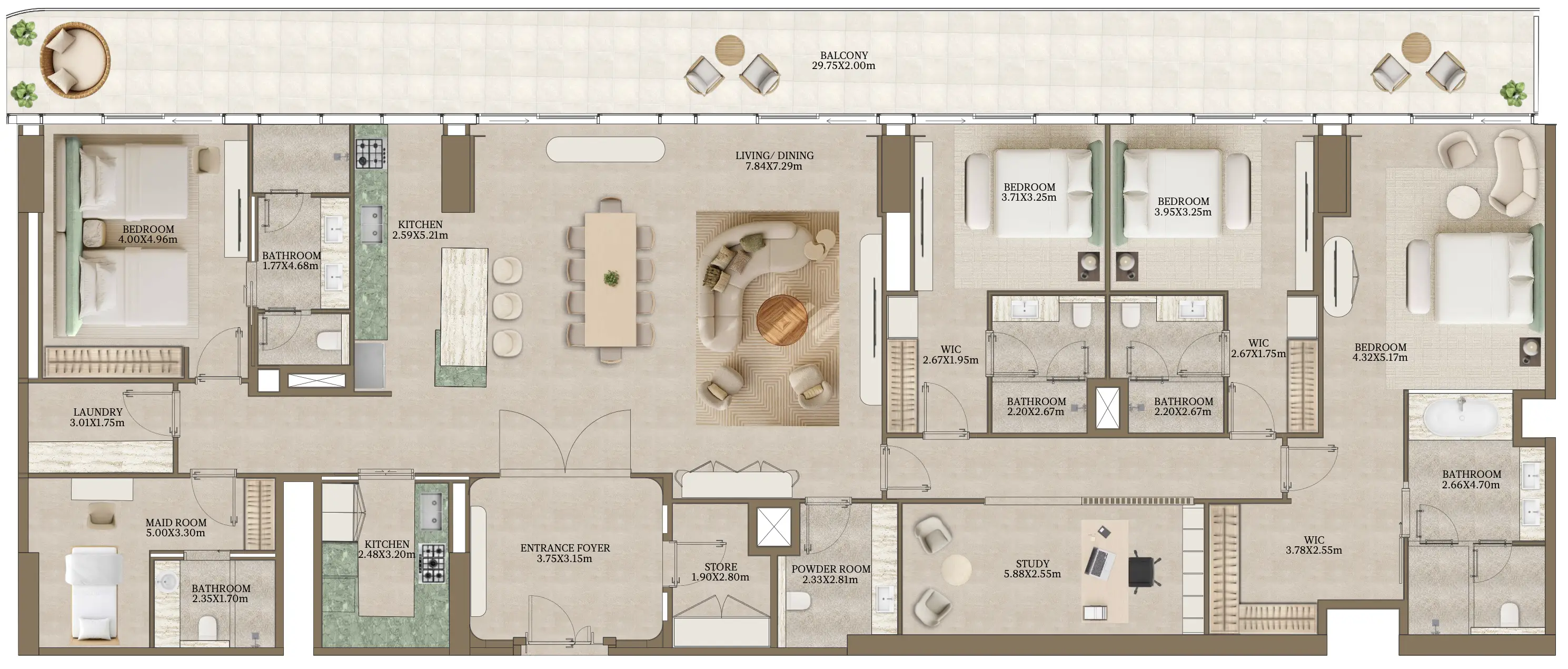 4 BR floor plan