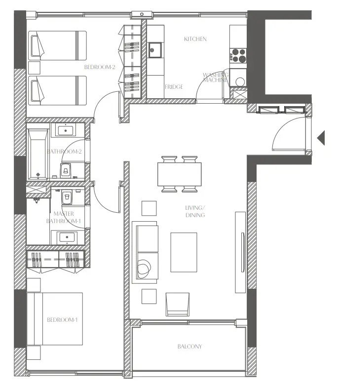 2 BR floor plan