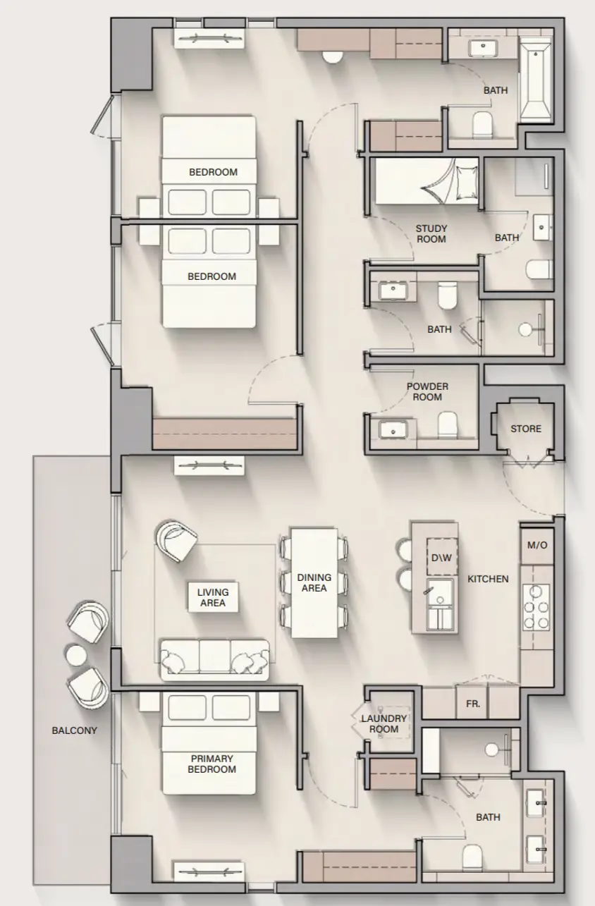 3 BR floor plan