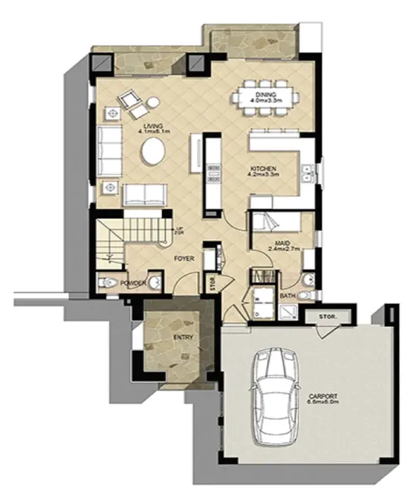 3 BR floor plan