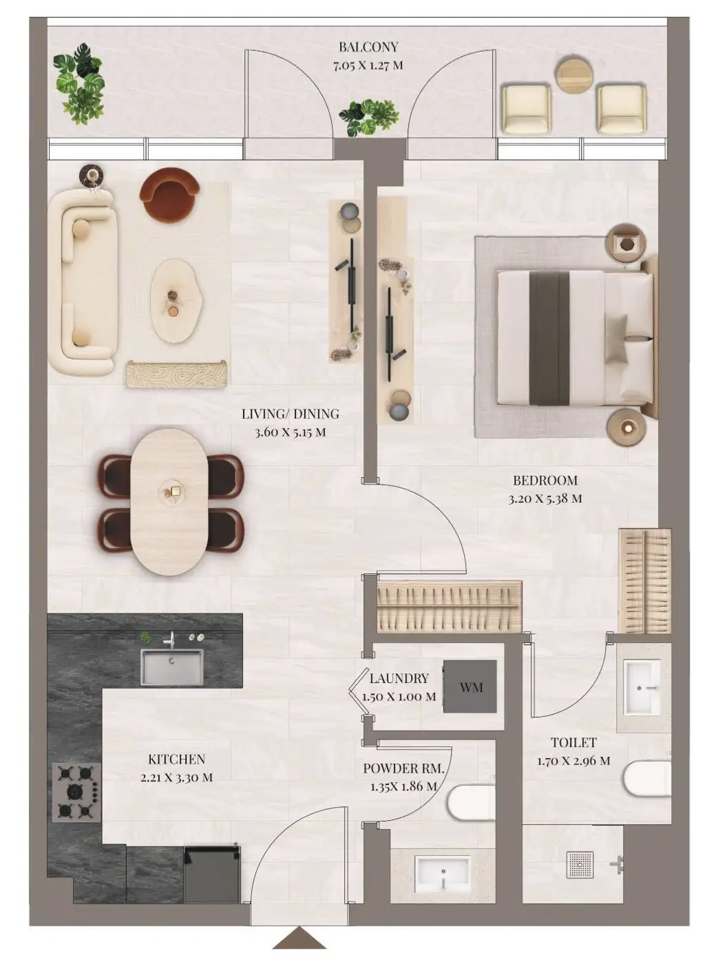 1 BR floor plan