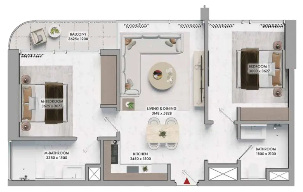 2 BR floor plan