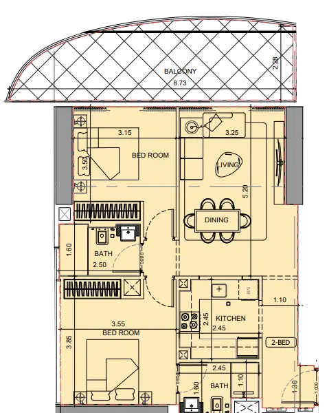 2 BR floor plan