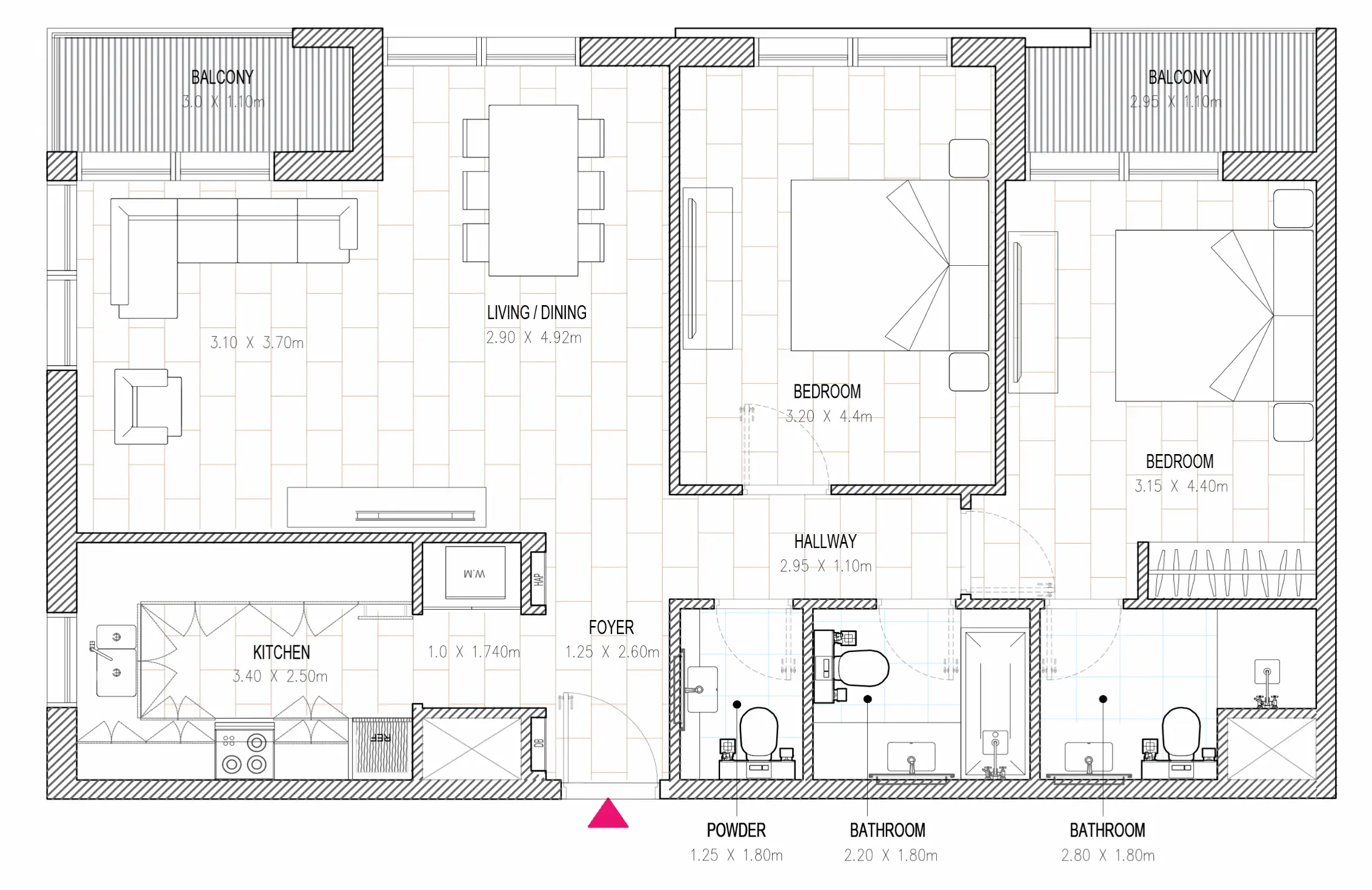2 BR floor plan