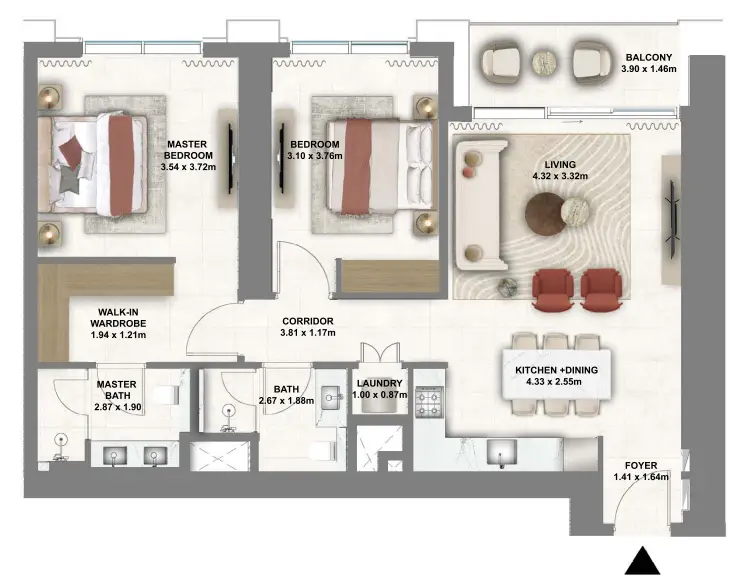 2 BR floor plan